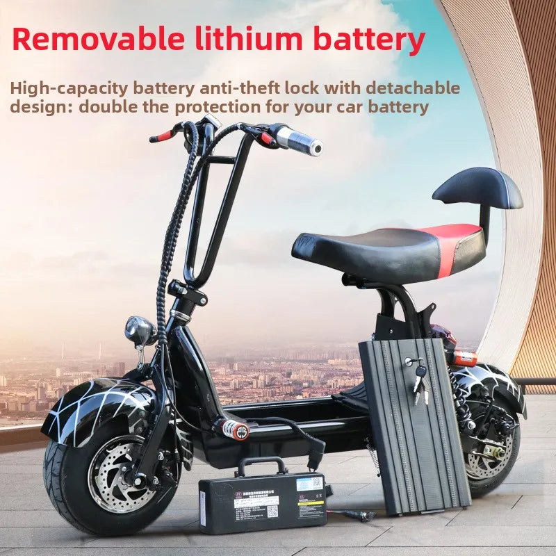 Brushless Electric Bike Folding Scooter for Adult Battery Mobility Scooter Mini Commute Lithium Pedal Adult Two-Wheel Scooter